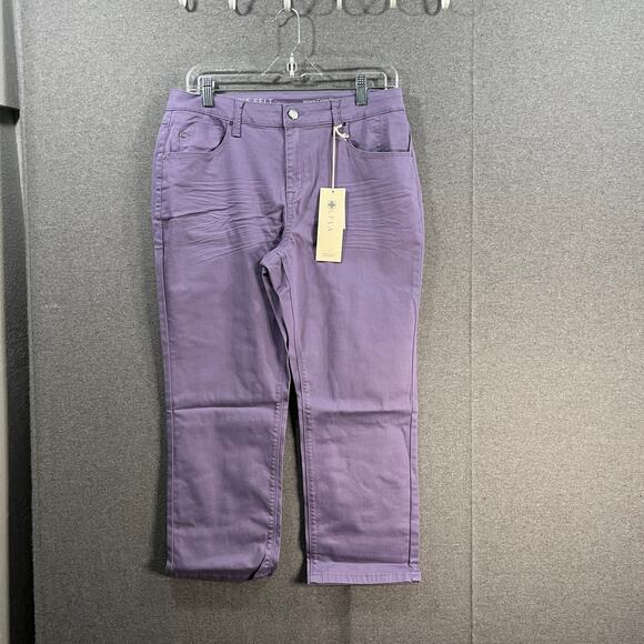 Laurie Felt Wave Denim 5-Pocket Crop Straight Jeans Dusty Lilac, Petite 14 - Picture 1 of 12